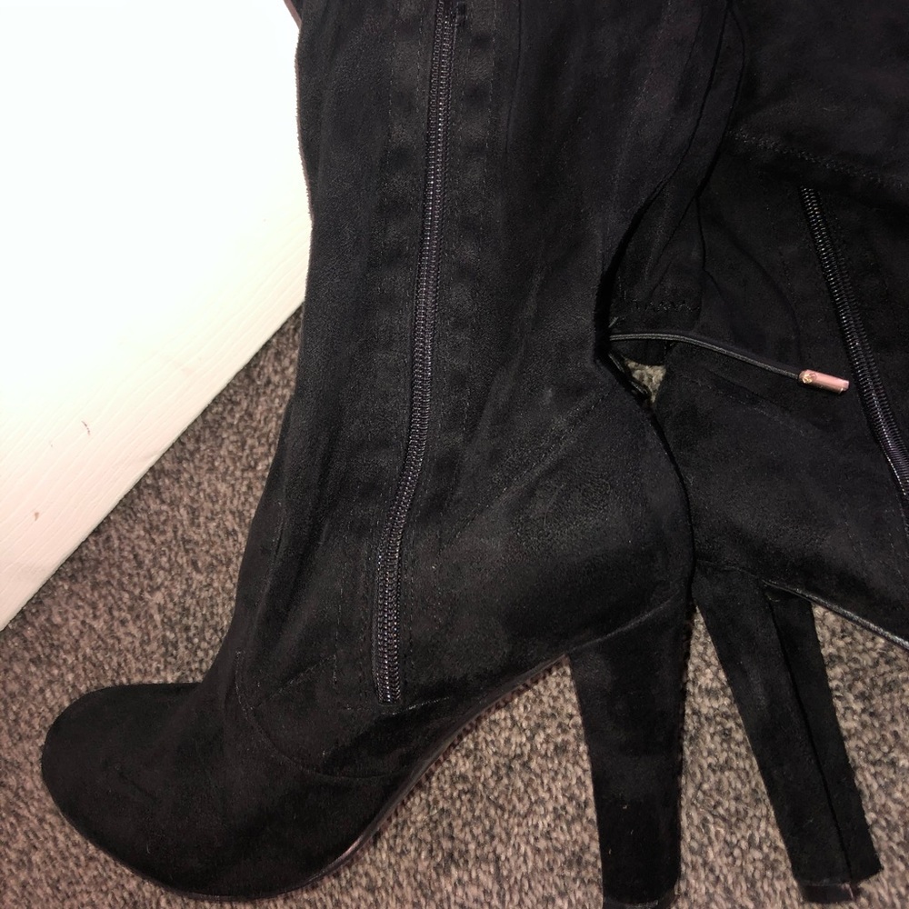 Thigh high faux suede boots